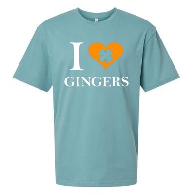 I Love Gingers Heart Shamrock Redhead Lover Sueded Cloud Jersey T-Shirt