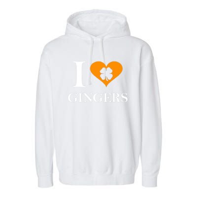 I Love Gingers Heart Shamrock Redhead Lover Garment-Dyed Fleece Hoodie