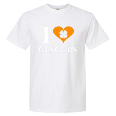 I Love Gingers Heart Shamrock Redhead Lover Garment-Dyed Heavyweight T-Shirt