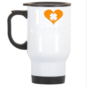 I Love Gingers Heart Shamrock Redhead Lover Stainless Steel Travel Mug