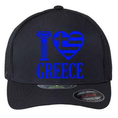 I Love Greece Flexfit Unipanel Trucker Cap