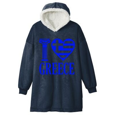 I Love Greece Hooded Wearable Blanket