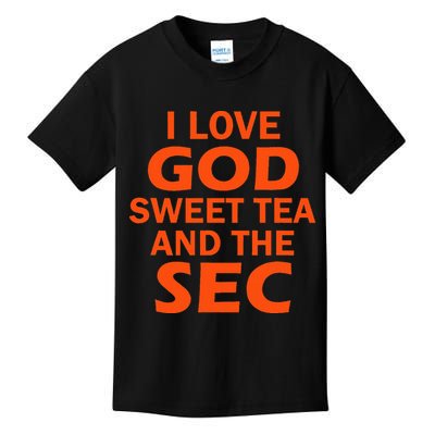 I Love God Sweet Tea And The Sec Southern Football Kids T-Shirt