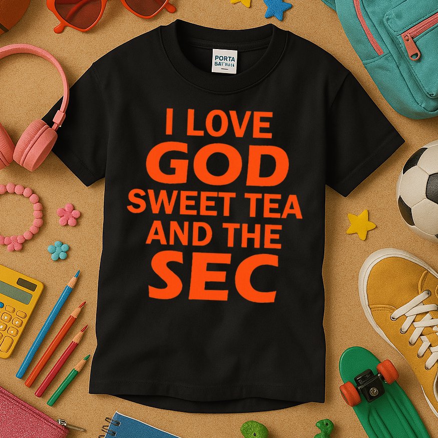 I Love God Sweet Tea And The Sec Southern Football Kids T-Shirt