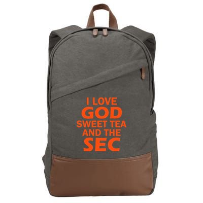 I Love God Sweet Tea And The Sec Southern Football Cotton Canvas Backpack