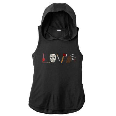 I Love Horror Movies Scary Movie Ladies PosiCharge Tri-Blend Wicking Draft Hoodie Tank