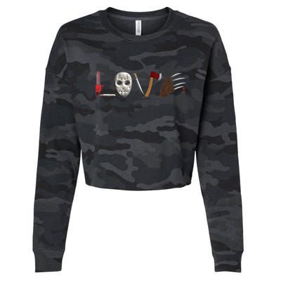 I Love Horror Movies Scary Movie Cropped Pullover Crew