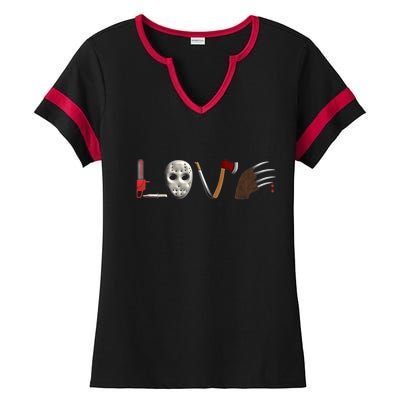 I Love Horror Movies Scary Movie Ladies Halftime Notch Neck Tee