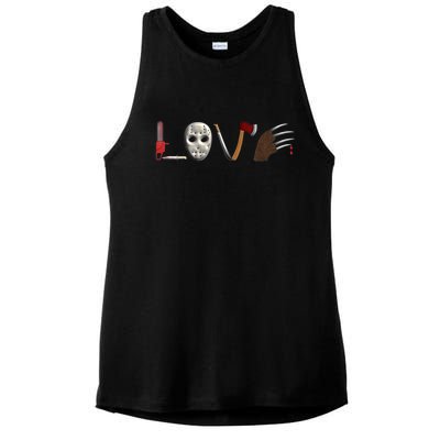 I Love Horror Movies Scary Movie Ladies PosiCharge Tri-Blend Wicking Tank