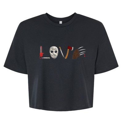 I Love Horror Movies Scary Movie Bella+Canvas Jersey Crop Tee