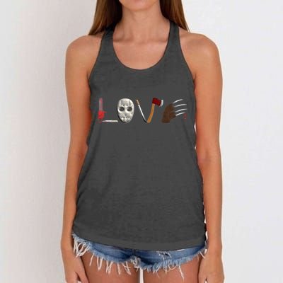 I Love Horror Movies Scary Movie Women's Knotted Racerback Tank