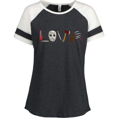 I Love Horror Movies Scary Movie Enza Ladies Jersey Colorblock Tee