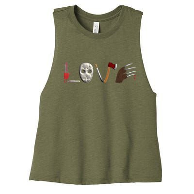 I Love Horror Movies Scary Movie Women's Racerback Cropped Tank