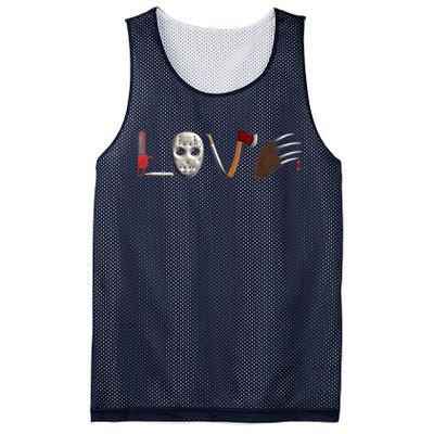 I Love Horror Movies Scary Movie Mesh Reversible Basketball Jersey Tank