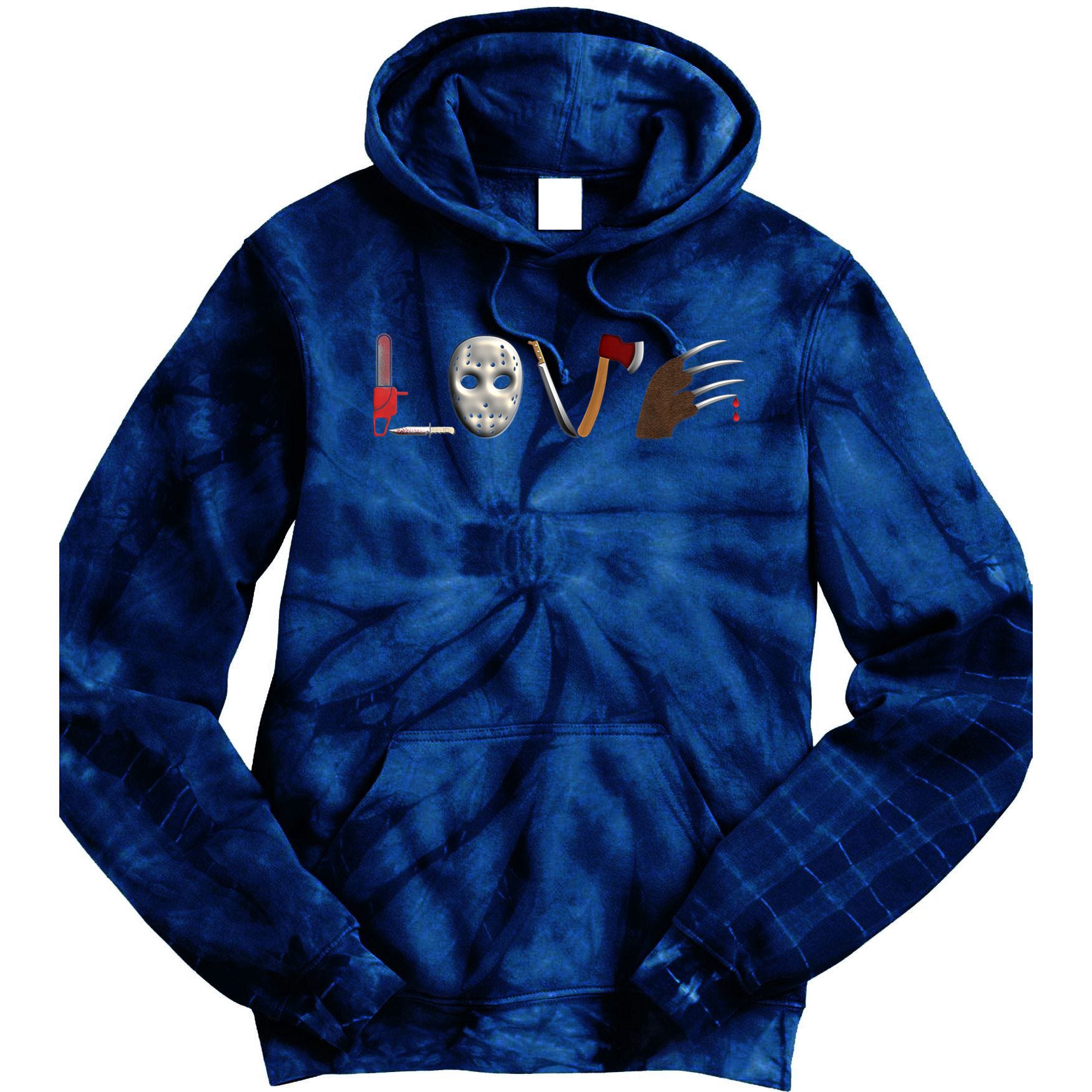 I Love Horror Movies Scary Movie Tie Dye Hoodie