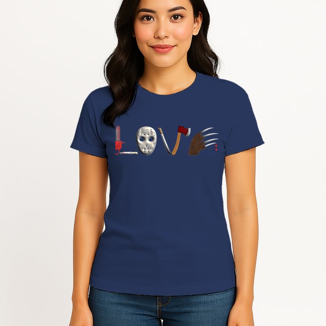 I Love Horror Movies Scary Movie Womens T-Shirt