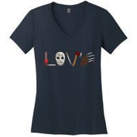 I Love Horror Movies Scary Movie Women's V-Neck T-Shirt