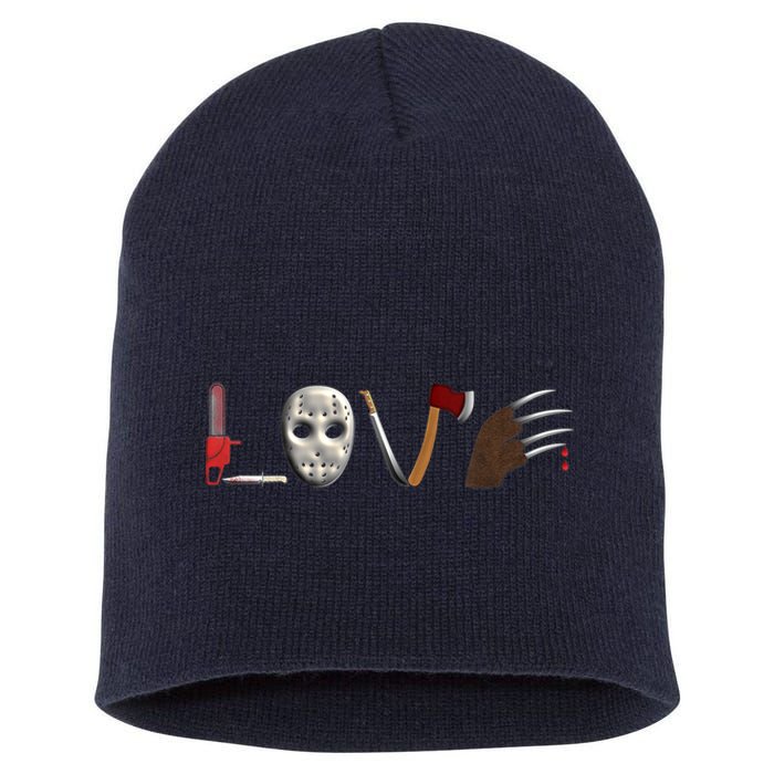 I Love Horror Movies Scary Movie Short Acrylic Beanie