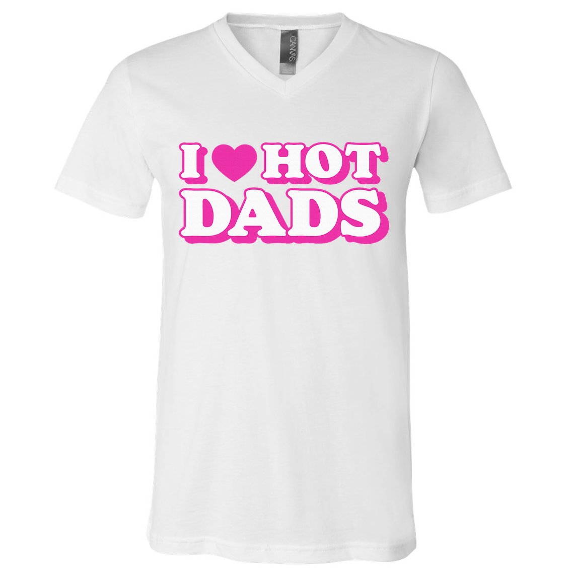 I Love Hot Dads Funny Heart Bimbo Aesthetic Y2K Pink V-Neck T-Shirt