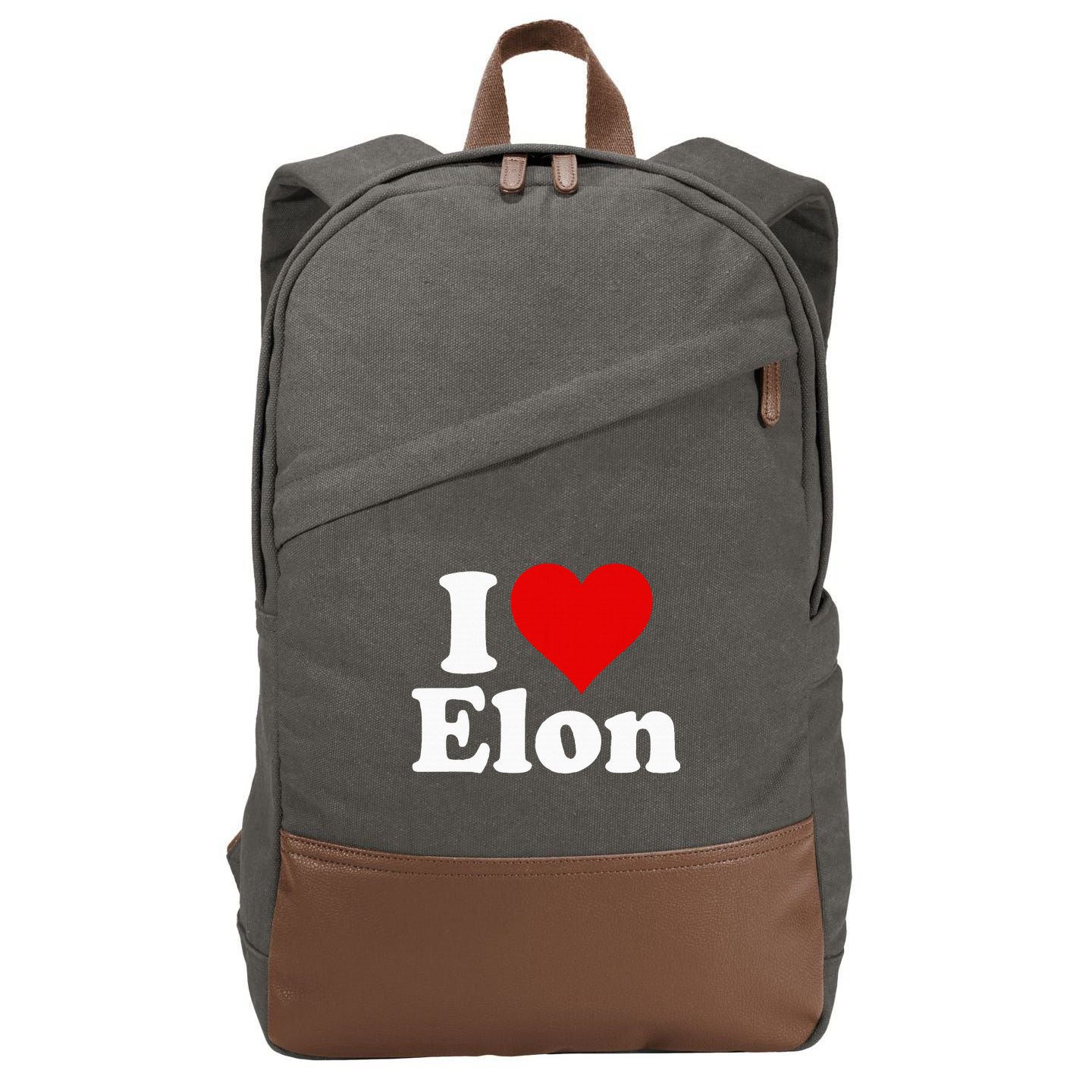 I Love Heart Elon North Carolina Cotton Canvas Backpack