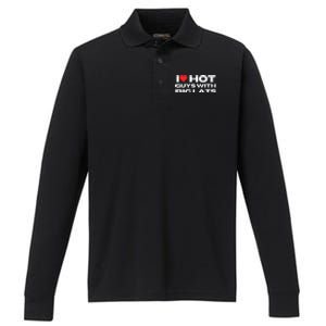 I Love Hot Guys With Big Lats Funny Mom Wife Girlfriend Performance Long Sleeve Polo