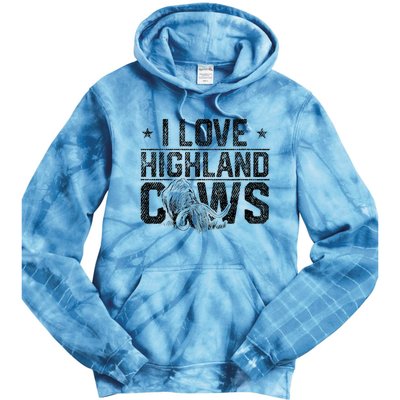 I Love Highland Cows Scottish Highland Cattle Cow Lover Tie Dye Hoodie