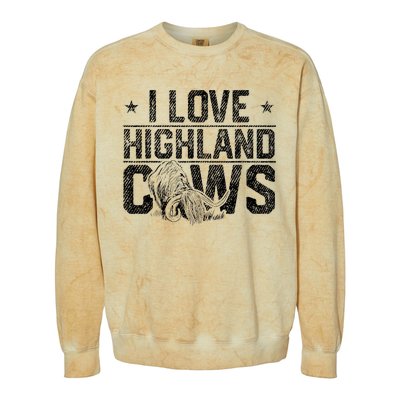 I Love Highland Cows Scottish Highland Cattle Cow Lover Colorblast Crewneck Sweatshirt