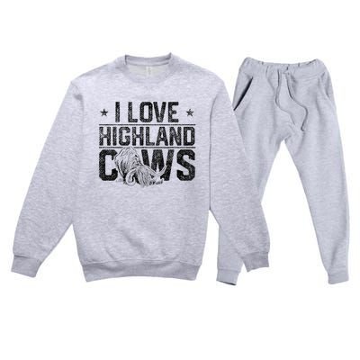 I Love Highland Cows Scottish Highland Cattle Cow Lover Premium Crewneck Sweatsuit Set