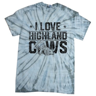 I Love Highland Cows Scottish Highland Cattle Cow Lover Tie-Dye T-Shirt