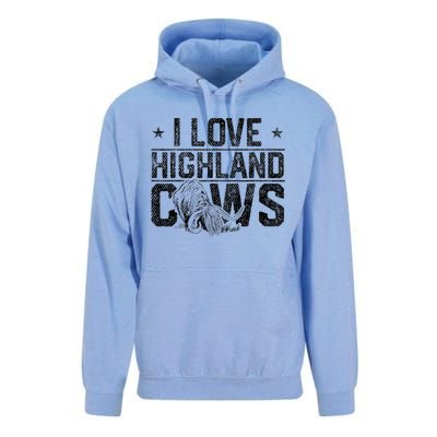 I Love Highland Cows Scottish Highland Cattle Cow Lover Unisex Surf Hoodie