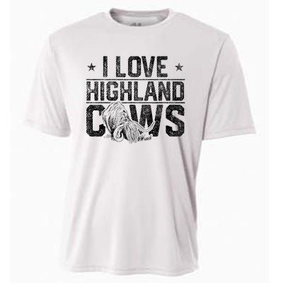 I Love Highland Cows Scottish Highland Cattle Cow Lover Cooling Performance Crew T-Shirt