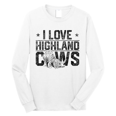 I Love Highland Cows Scottish Highland Cattle Cow Lover Long Sleeve Shirt