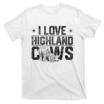 I Love Highland Cows Scottish Highland Cattle Cow Lover T-Shirt