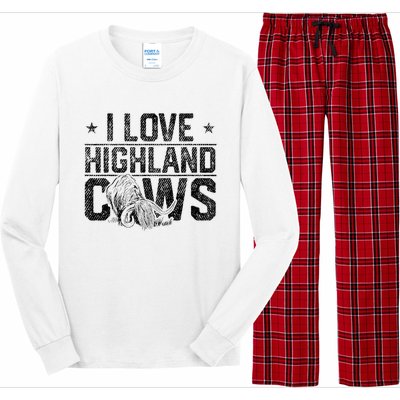 I Love Highland Cows Scottish Highland Cattle Cow Lover Long Sleeve Pajama Set