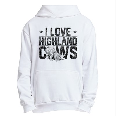 I Love Highland Cows Scottish Highland Cattle Cow Lover Urban Pullover Hoodie