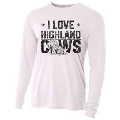 I Love Highland Cows Scottish Highland Cattle Cow Lover Cooling Performance Long Sleeve Crew