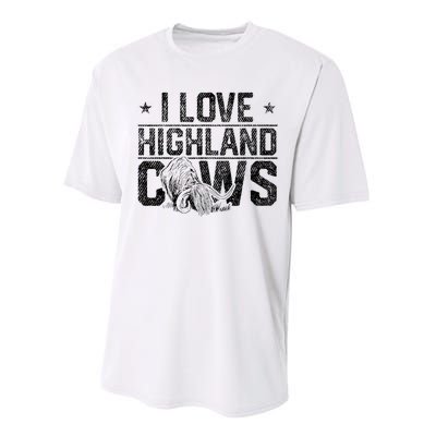 I Love Highland Cows Scottish Highland Cattle Cow Lover Performance Sprint T-Shirt