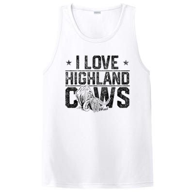 I Love Highland Cows Scottish Highland Cattle Cow Lover PosiCharge Competitor Tank