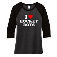 I Love Hockey B.O.Y.S Women's Tri-Blend 3/4-Sleeve Raglan Shirt