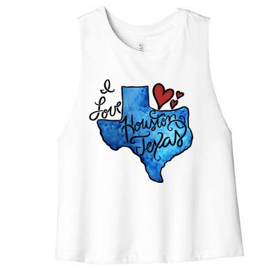 I Love Houston Texas Proud Texan Houstonian Gift Women's Racerback Cropped Tank