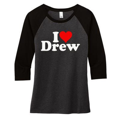 I Love Heart Drew Women's Tri-Blend 3/4-Sleeve Raglan Shirt