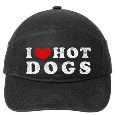 I Love Hot Dogs I Heart Hot Dogs 7-Panel Snapback Hat