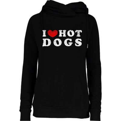 I Love Hot Dogs I Heart Hot Dogs Womens Funnel Neck Pullover Hood