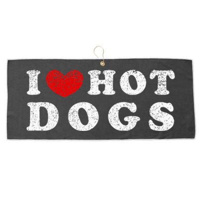 I Love Hot Dogs I Heart Hot Dogs Large Microfiber Waffle Golf Towel