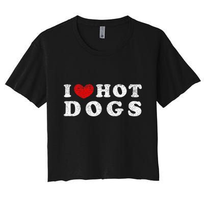 I Love Hot Dogs I Heart Hot Dogs Women's Crop Top Tee