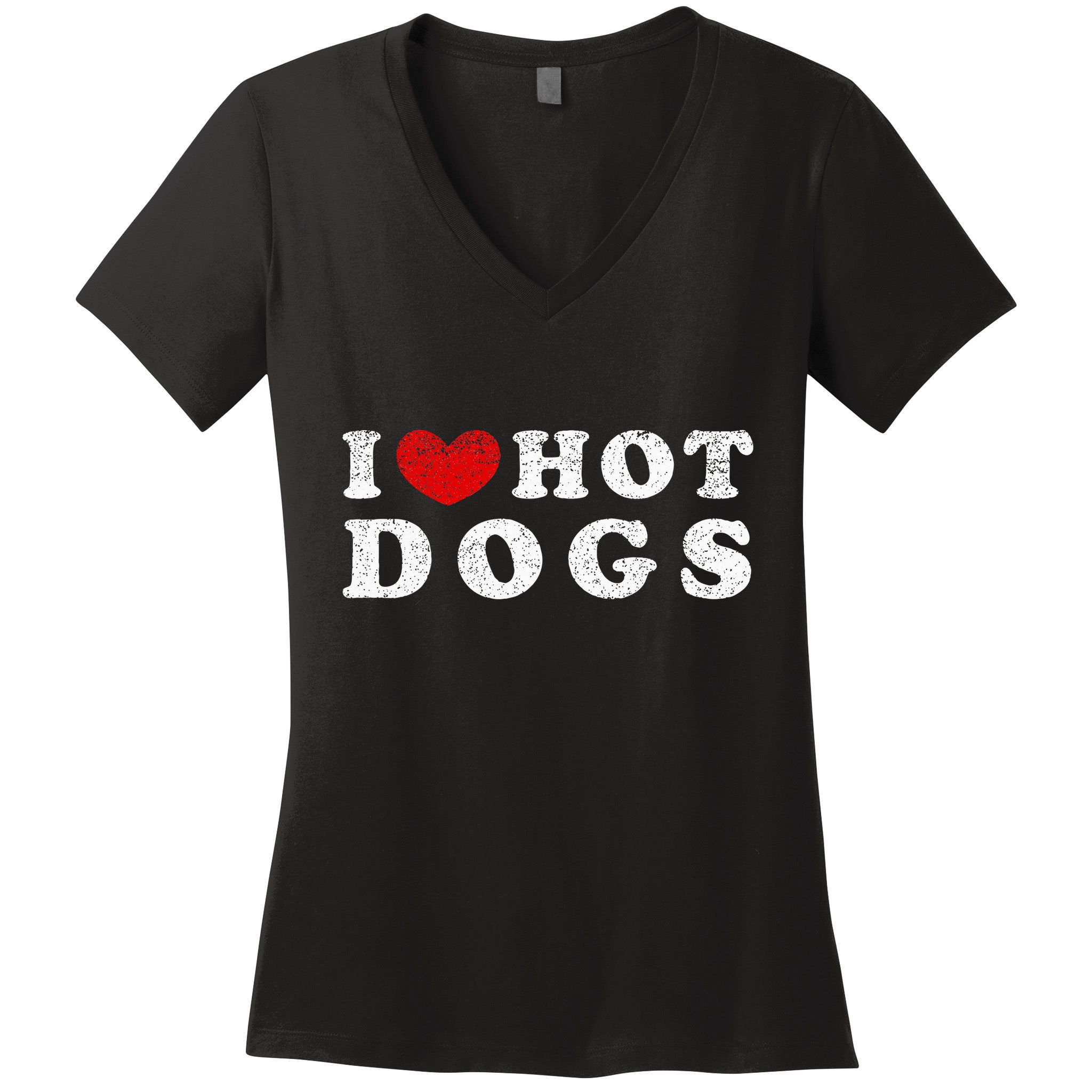 I Love Hot Dogs I Heart Hot Dogs Women's V-Neck T-Shirt