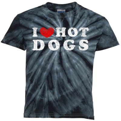 I Love Hot Dogs I Heart Hot Dogs Kids Tie-Dye T-Shirt