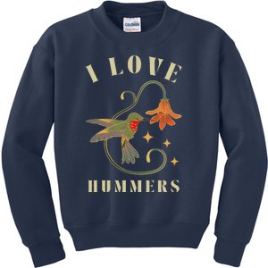 I Love Hummers Awesome Hummingbird Lover Kids Sweatshirt