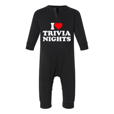 I Love Heart Trivia Nights Lover Pub Quiz Game Infant Fleece One Piece