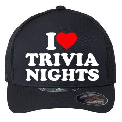 I Love Heart Trivia Nights Lover Pub Quiz Game Flexfit Unipanel Trucker Cap